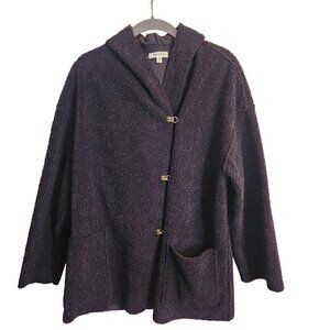 Max Studio Chocolate Brown Fluffy Hook Bar Jacket Size S